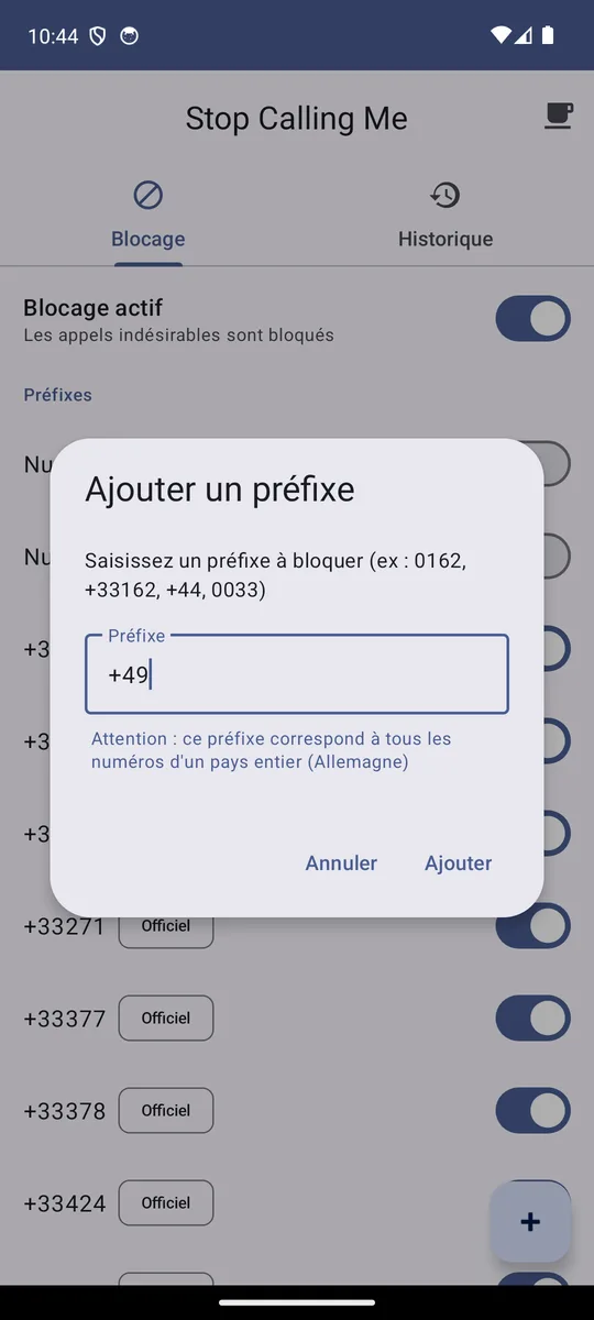 Ajout d’un préfixe personnalisé