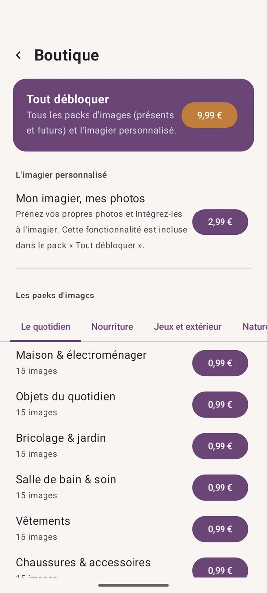 La boutique : l’imagier personnalisé « Mon imagier, mes photos »